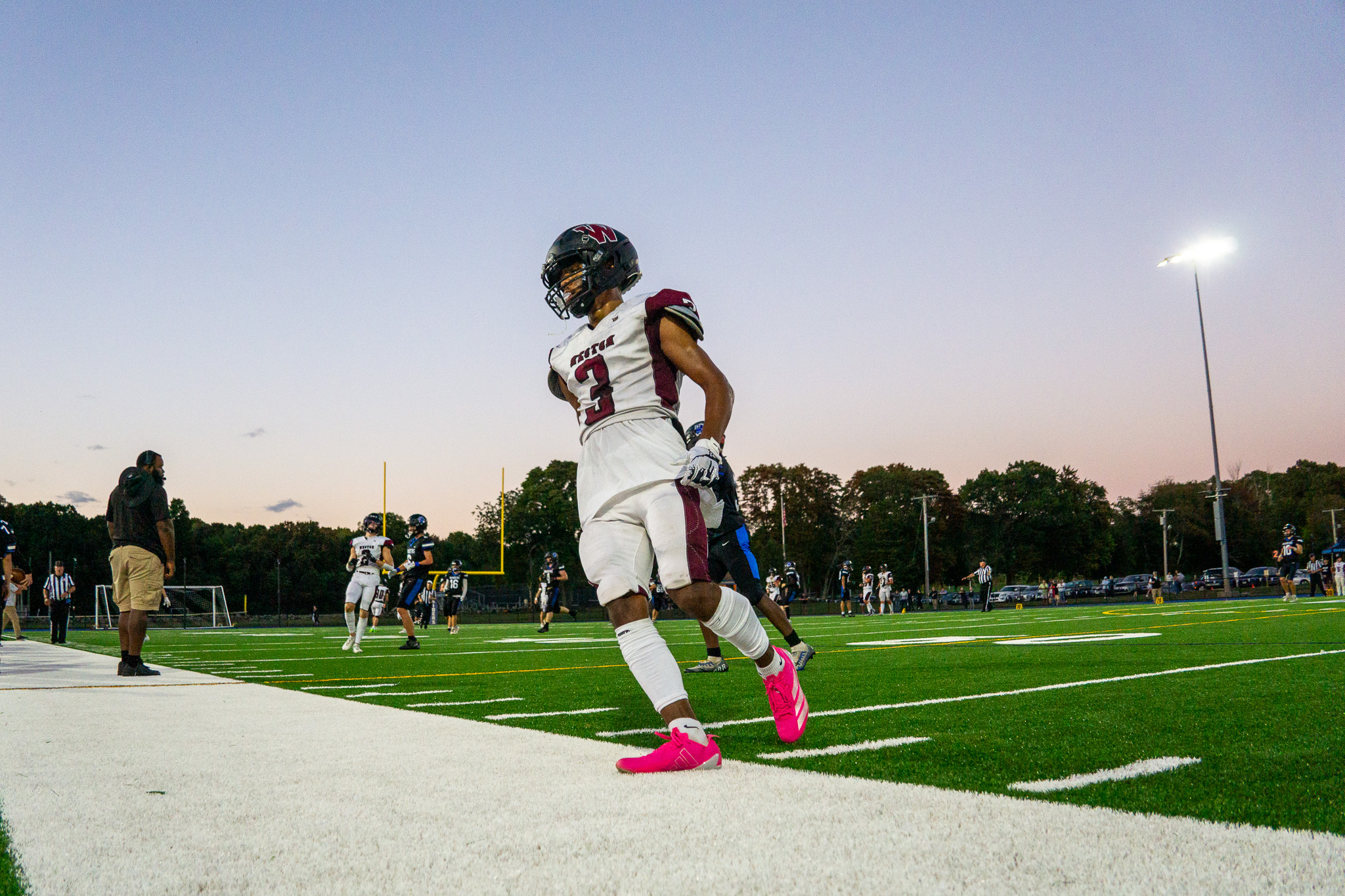 Football player at golden hour